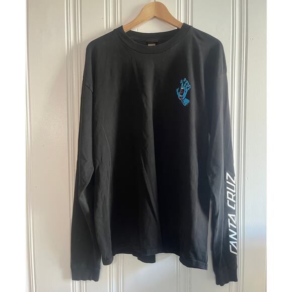 Santa Cruz long sleeve t-shirt Black screaming hand blue size large - Picture 1 of 5